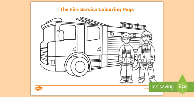 Fire service colouring page teacher made