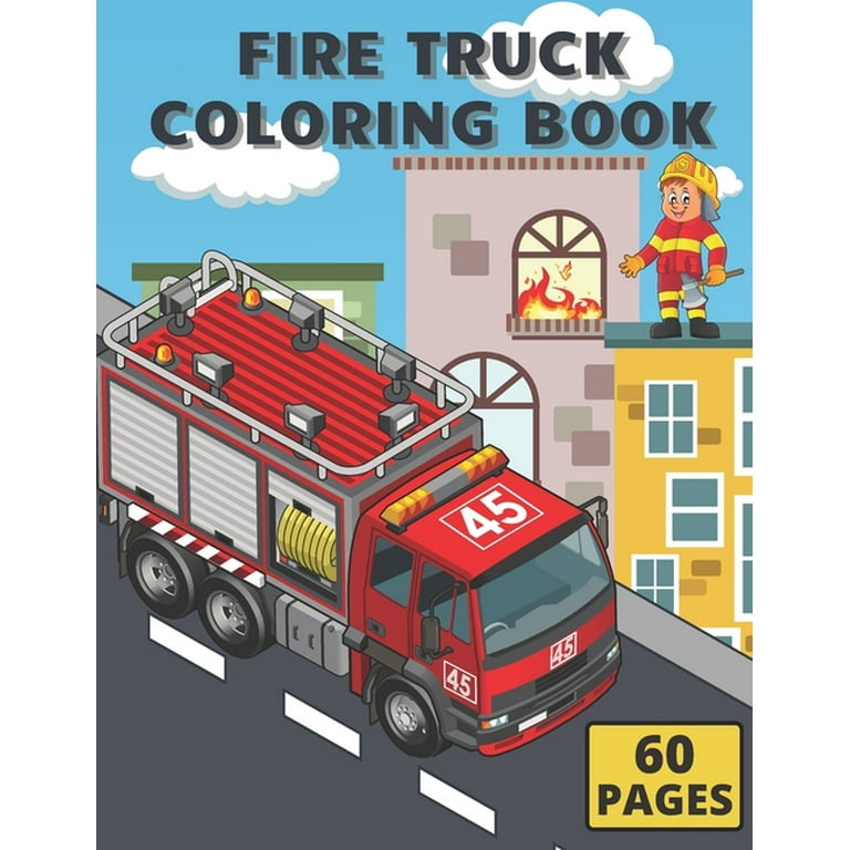 Fire truck coloring book for kids with bonus activity page firefighter flame colouring crayola trucks paperback