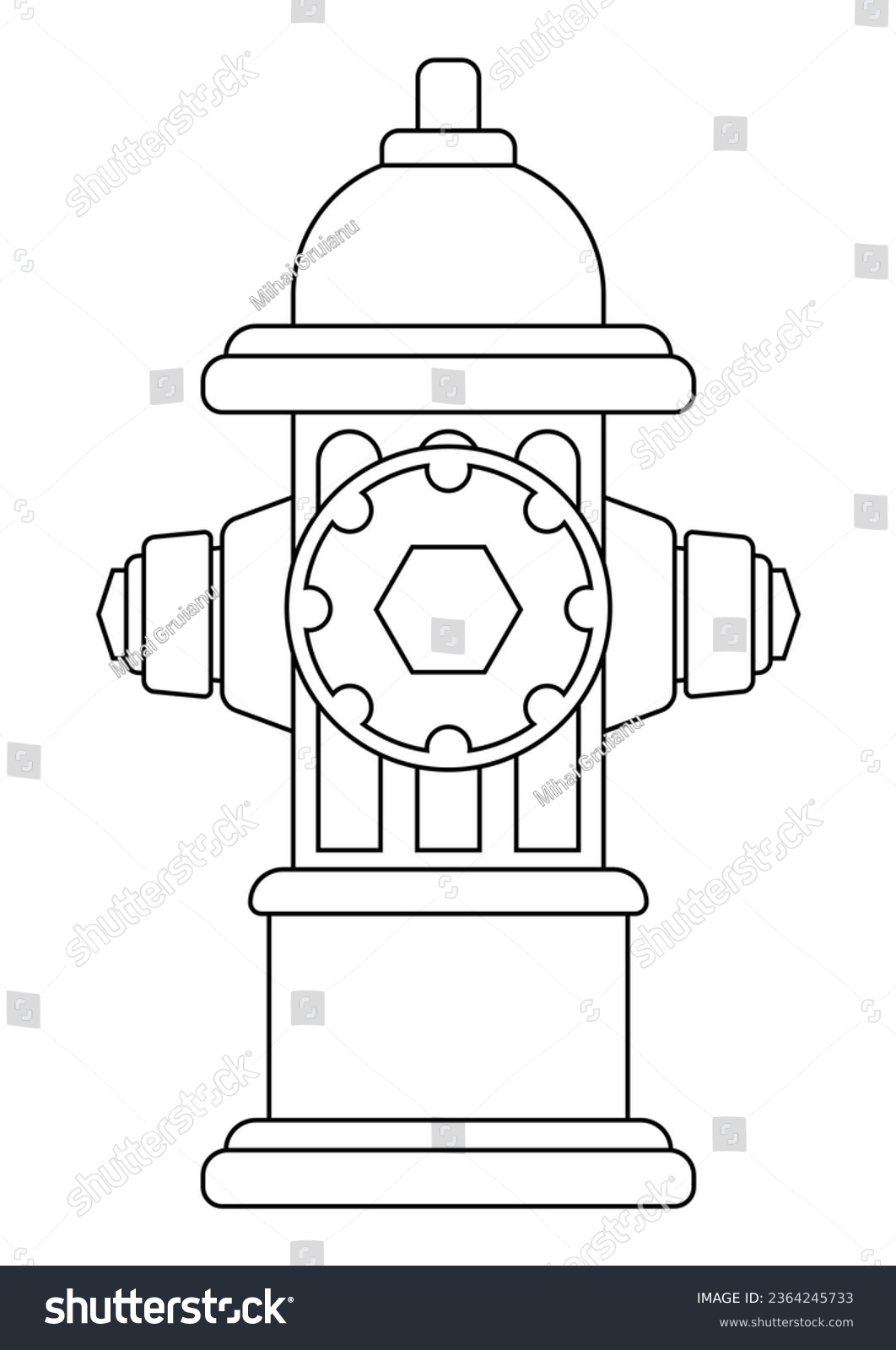 Coloring page hydrant firefighter extinguish vector stock vector royalty free