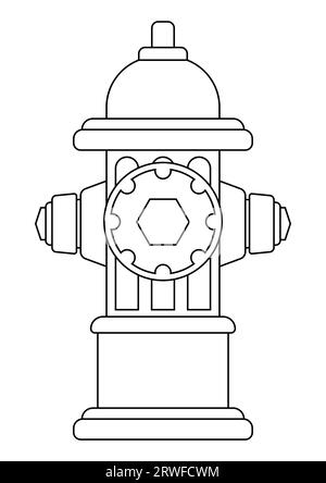 Fireman with hose isolated coloring page for kids stock vector image art