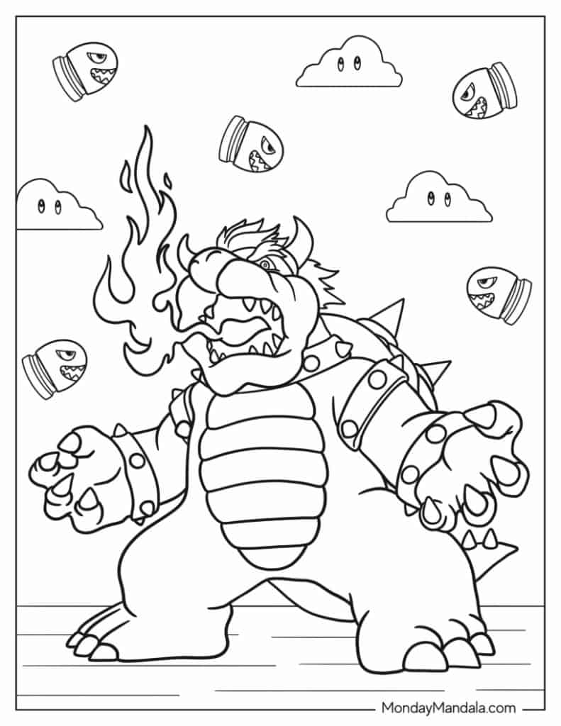 Bowser coloring pages free pdf printables