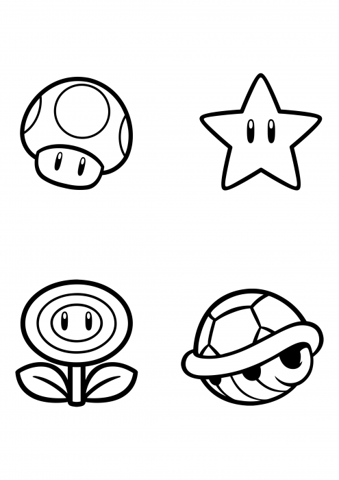 Mushroom star fire flower and koopa coloring pages super mario coloring pages