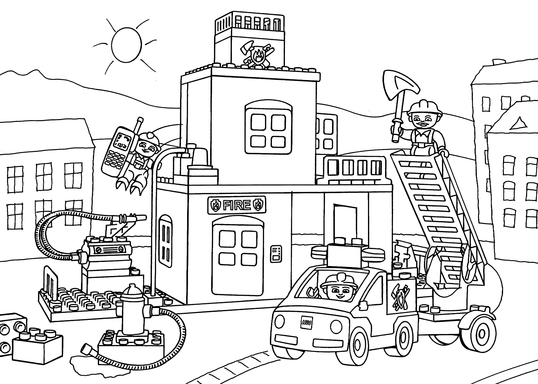 Lego fire station coloring page for kids printable free lego duplo lego coloring pages truck coloring pages coloring pages