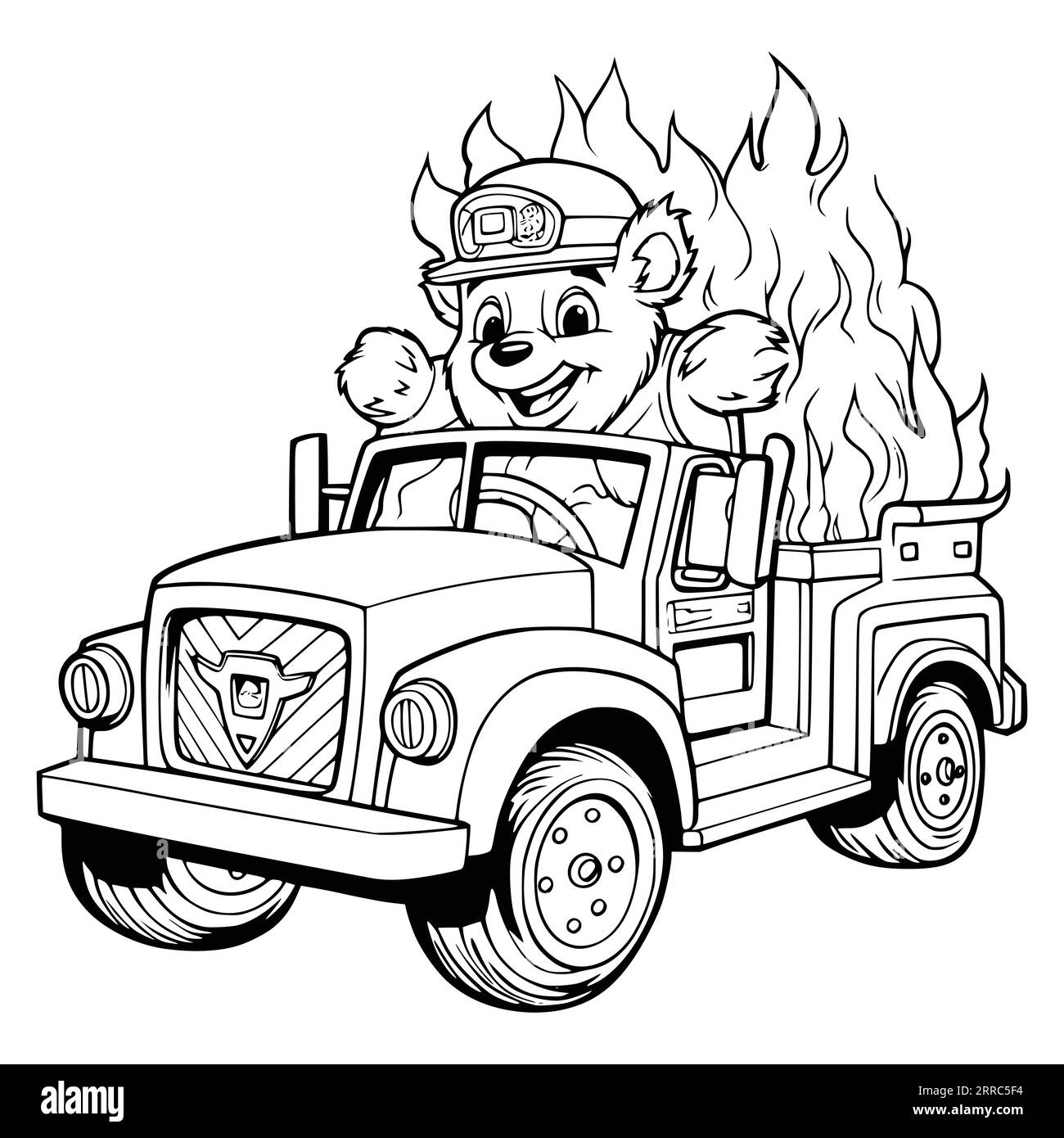 Fire truck coloring sheet preschool black and white stock photos images