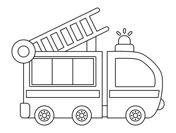 Fire truck outline stock photos pictures royalty