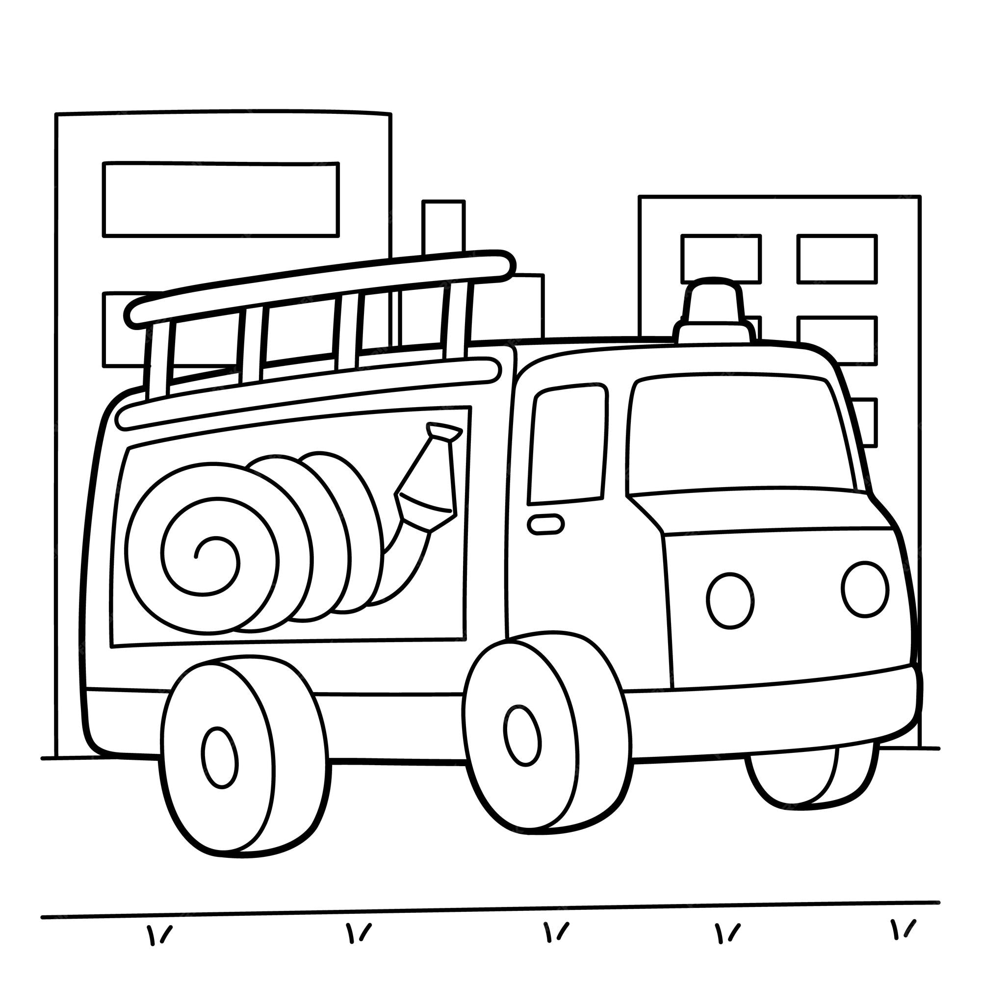 Premium vector fire truck coloring page