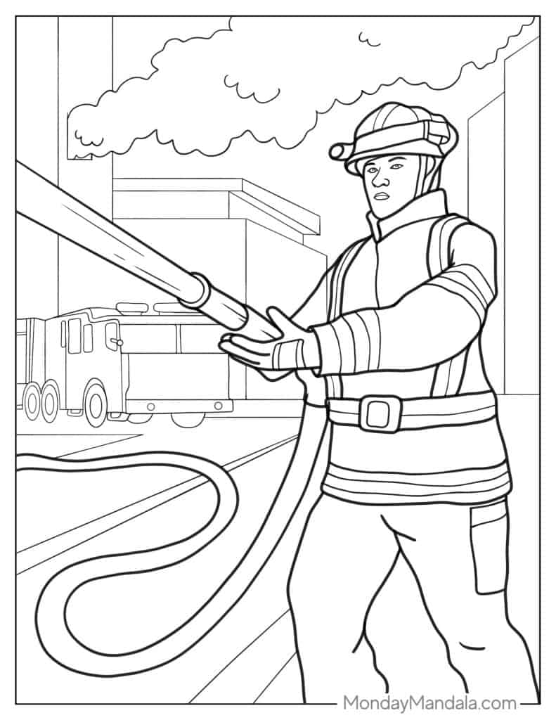 Firefighter coloring pages free pdf printables