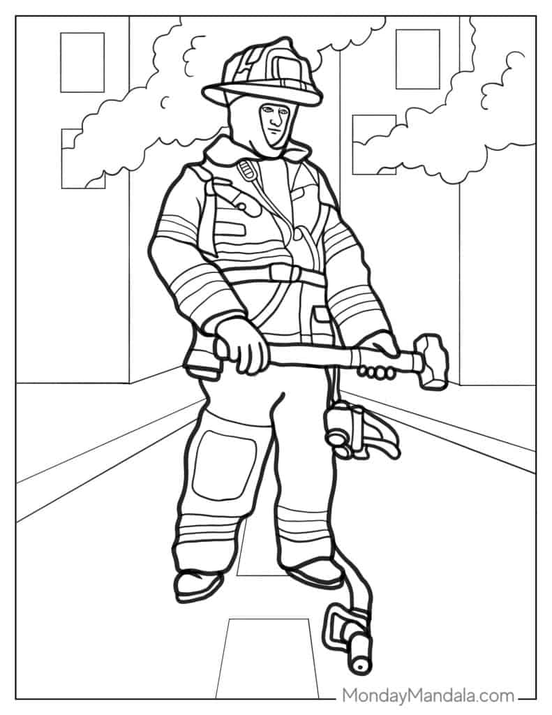Firefighter coloring pages free pdf printables
