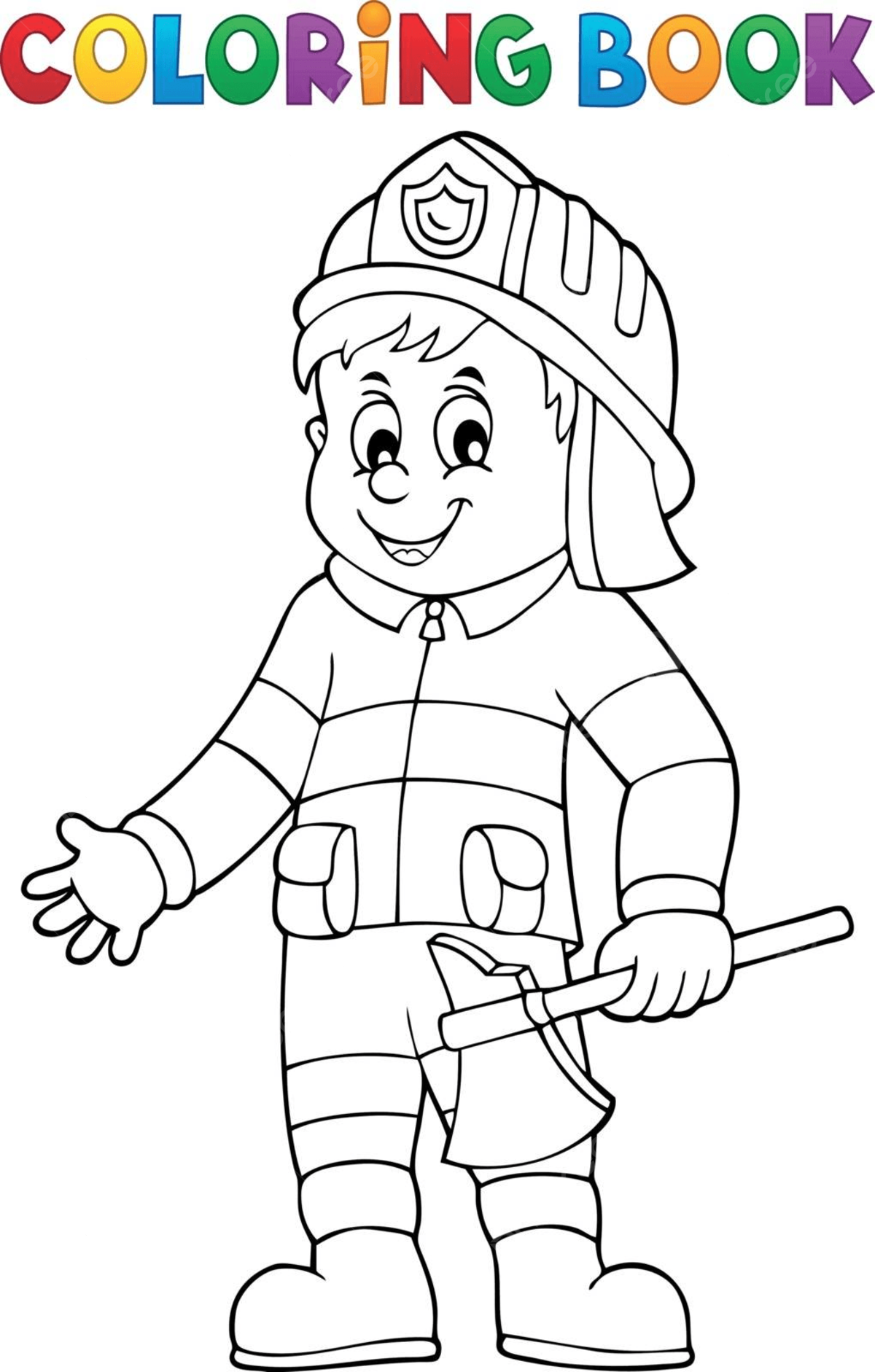 Coloring book firefighter man uniform eps drawing vector uniform eps drawing png and vector with transparent background for free download