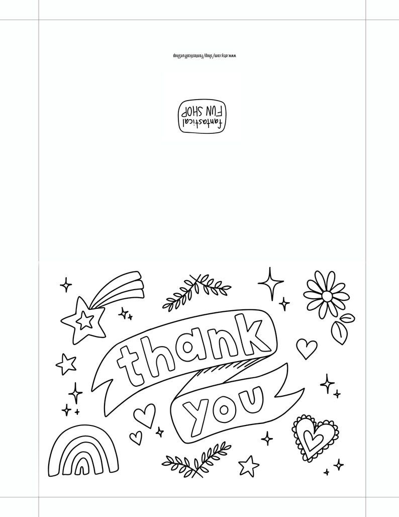 Printable thank you card from child colorable card from kid