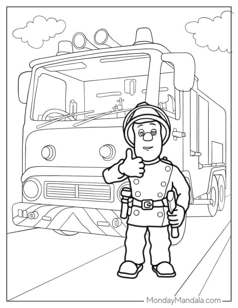 Firefighter coloring pages free pdf printables