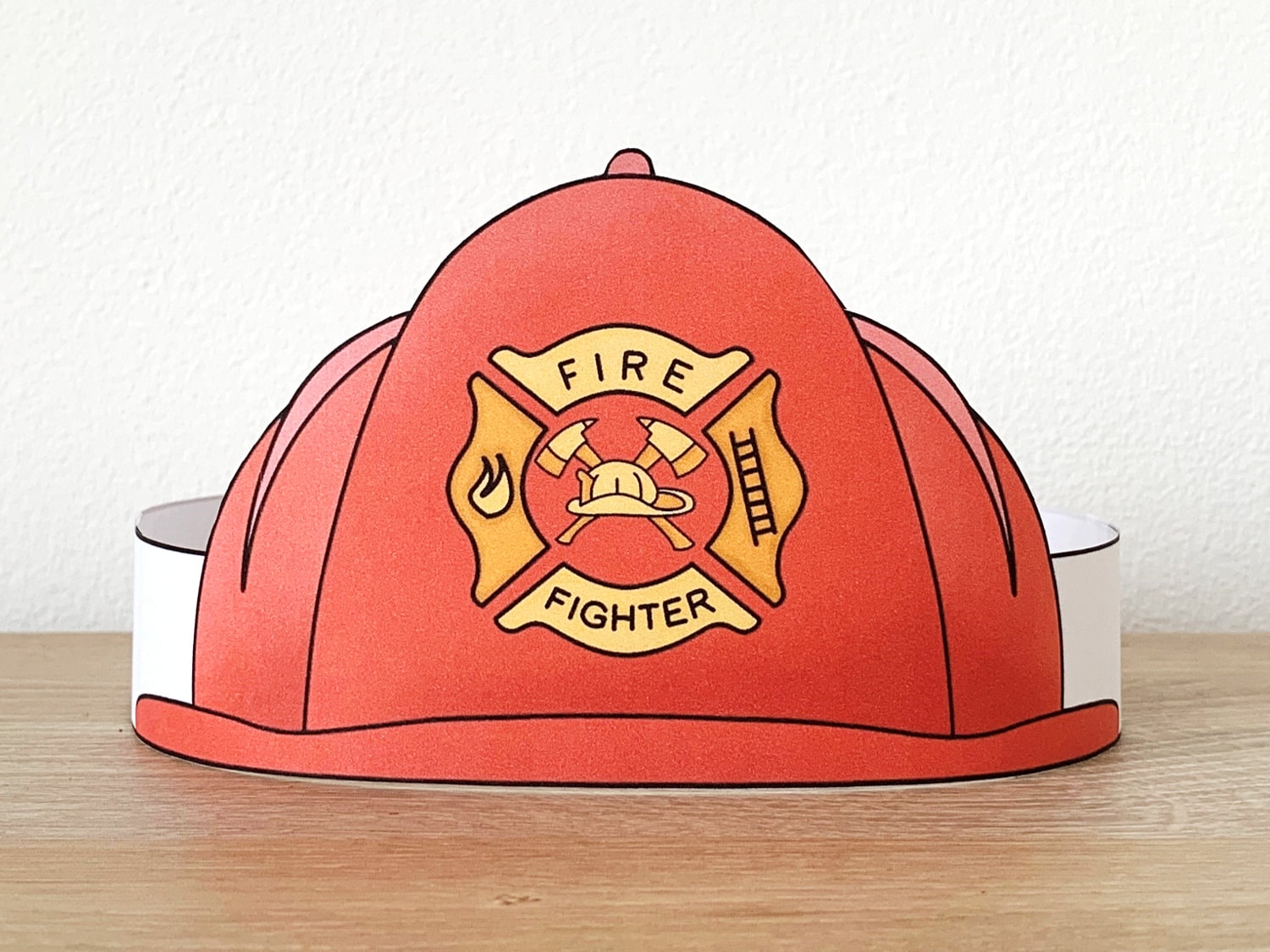 Firefighter helmet paper crown party template printable kids craft fireman costume birthday printable favor costume diy instant download