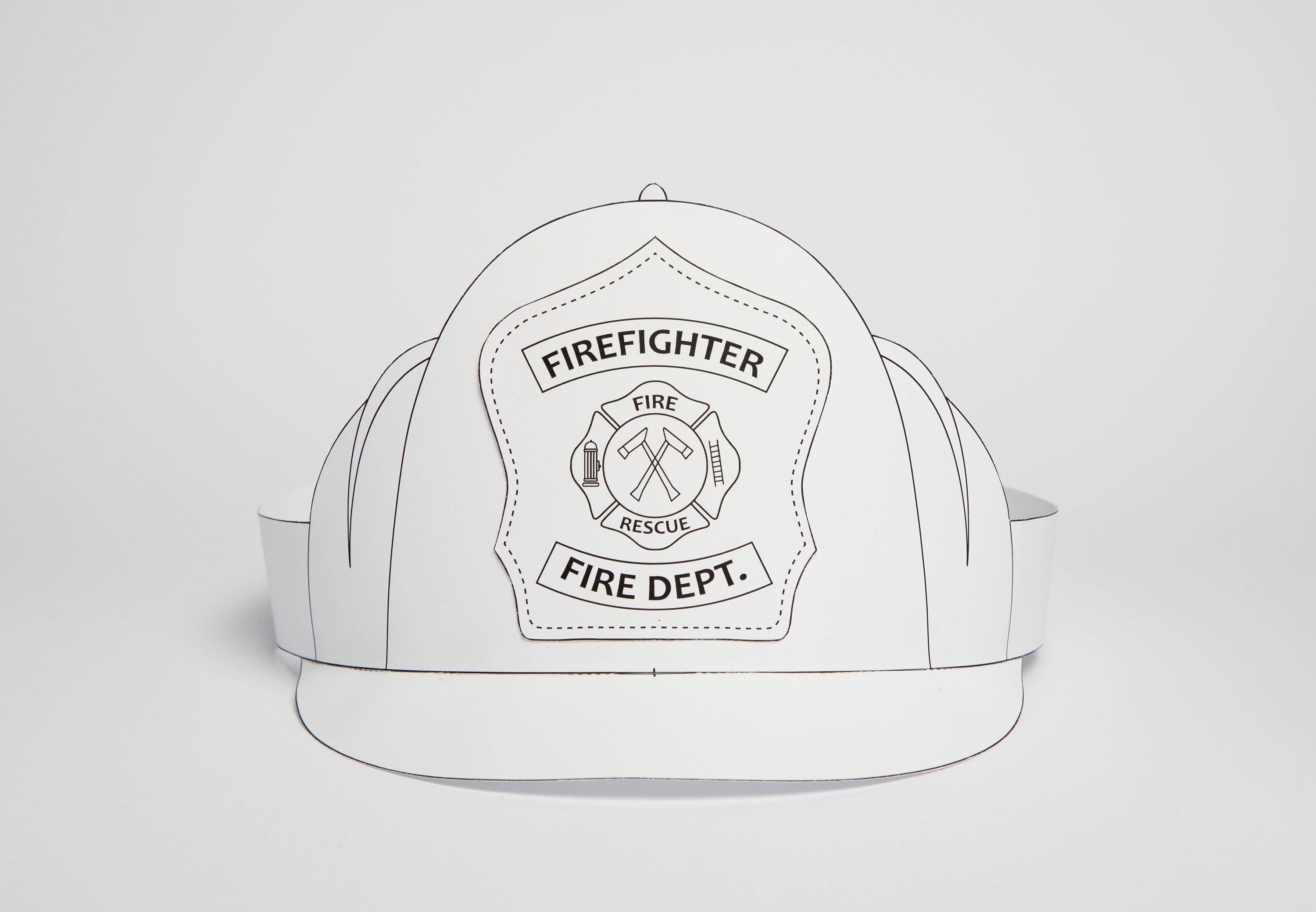 Printable coloring firefighter paper helmet fun kids craft pdf template instant download diy fireman costume crown pattern paper hat