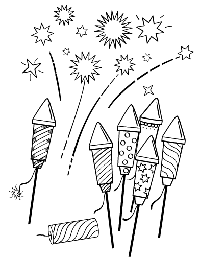 Free fireworks coloring page