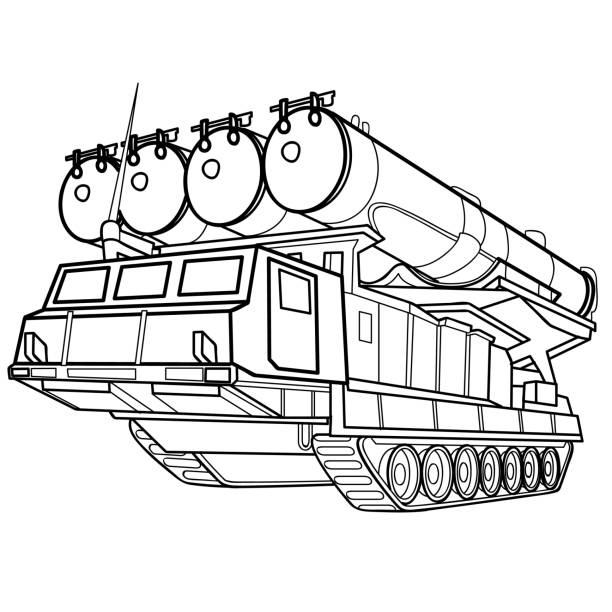 Rocket launcher sketch military equipment coloring isolated object on a white background vector illustration stock illustration