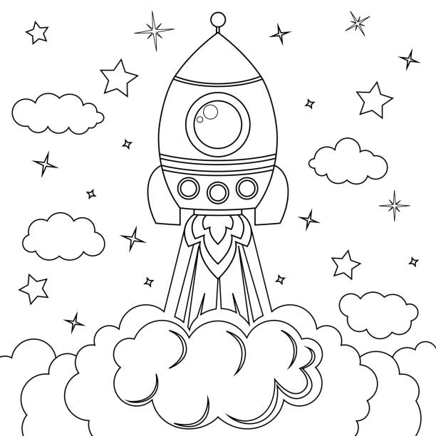 Spaceship coloring pages stock illustrations royalty