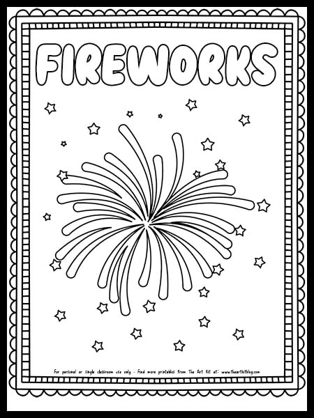 Totally festive fireworks coloring page free download â the art kit