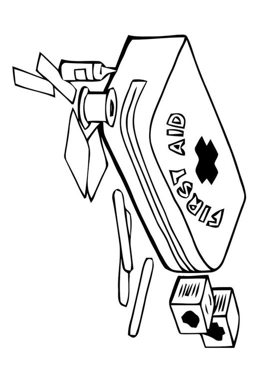 Coloring page first aid kit