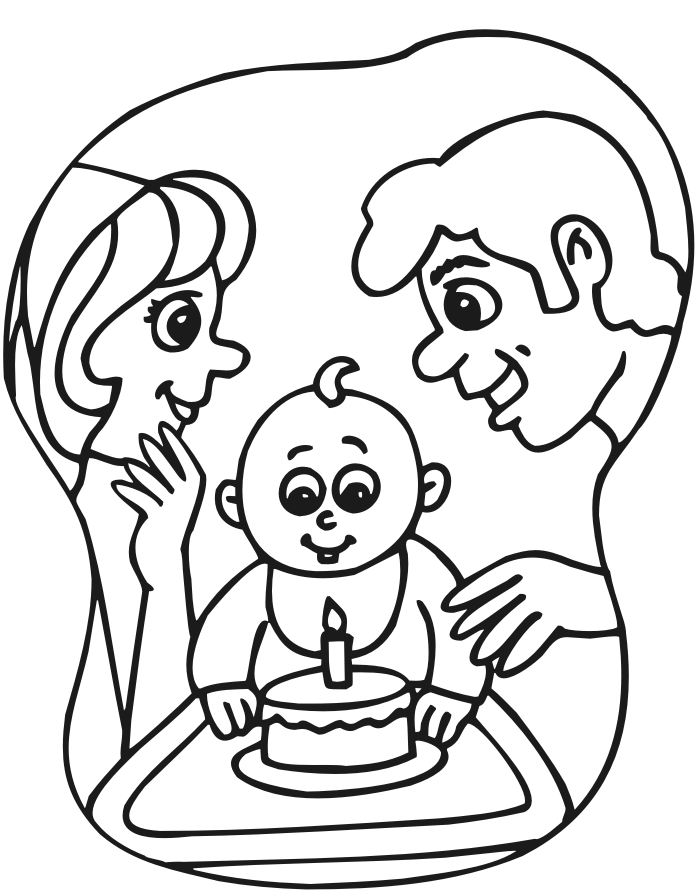 Babys first birthday coloring page