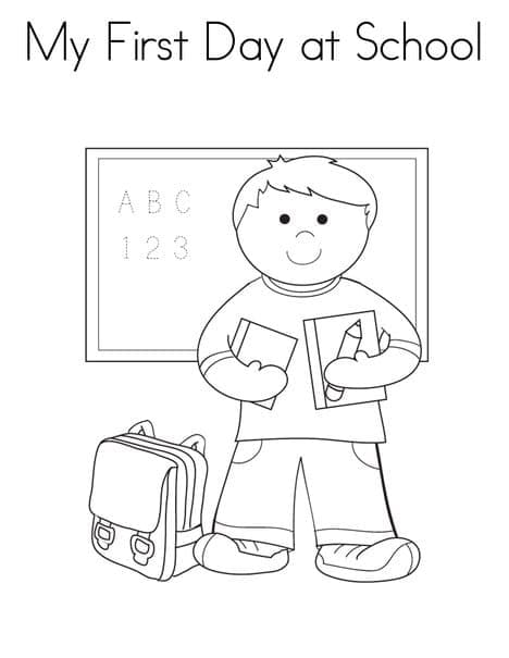 My first day at school coloring page