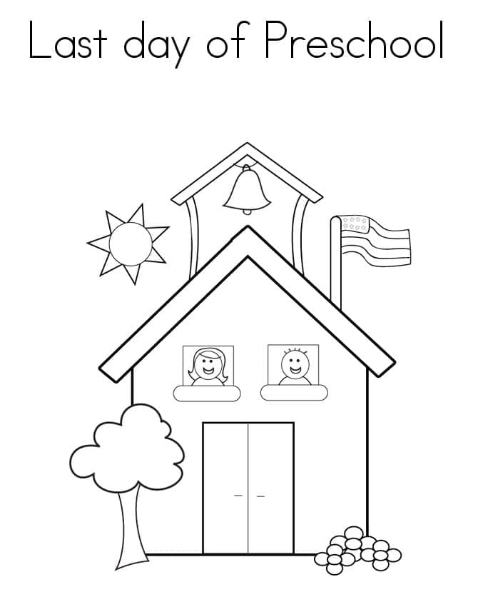 Last day of preschool coloring page