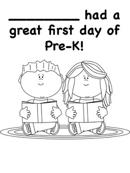 First day of prek coloring pages by miss ps prek pups tpt