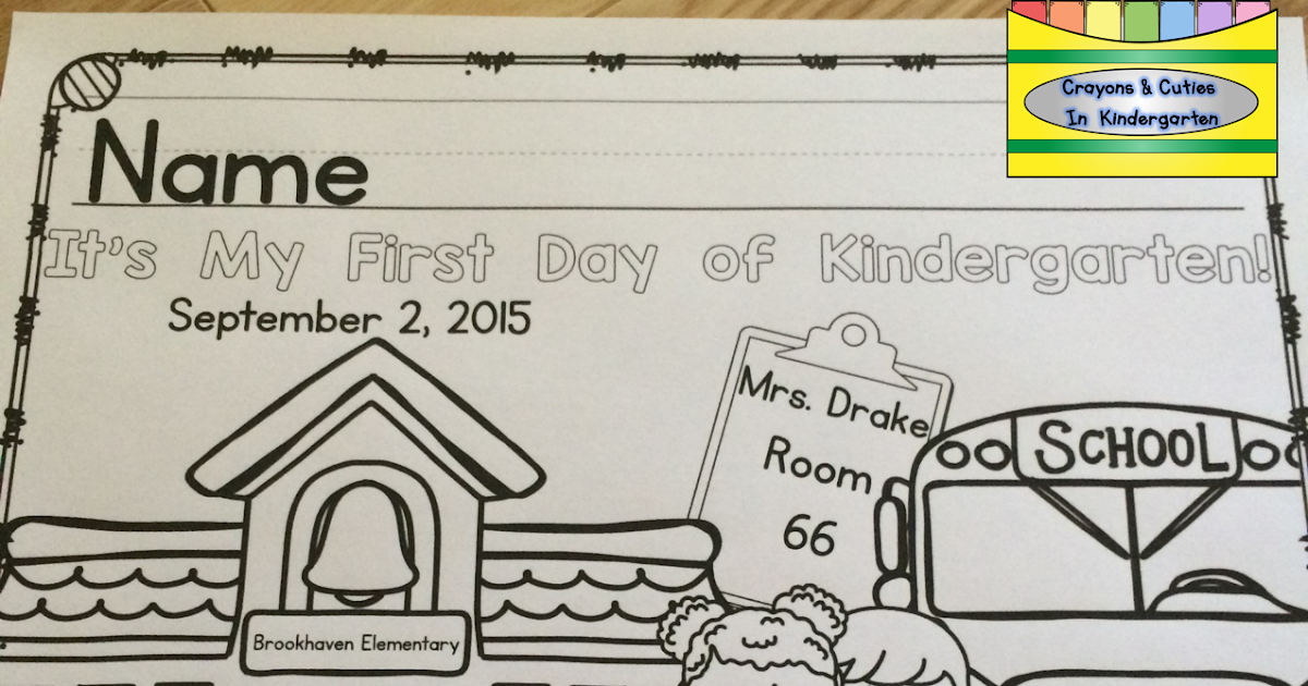 Crayons cuties in kindergarten first day of school coloring page