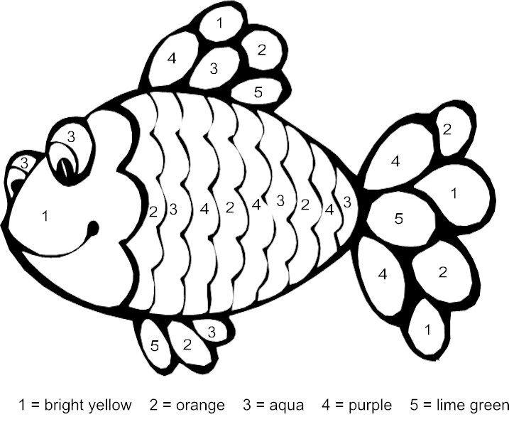 Color by number preschool coloring pages kids printable coloring pages fish coloring page