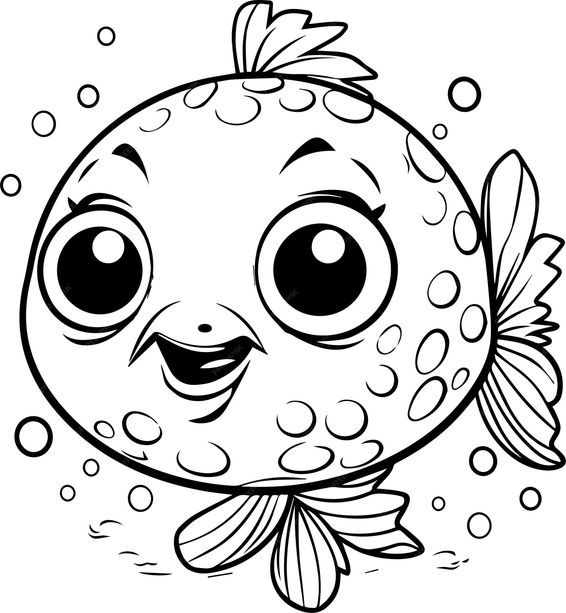 Premium vector fish animal vector and colouring page