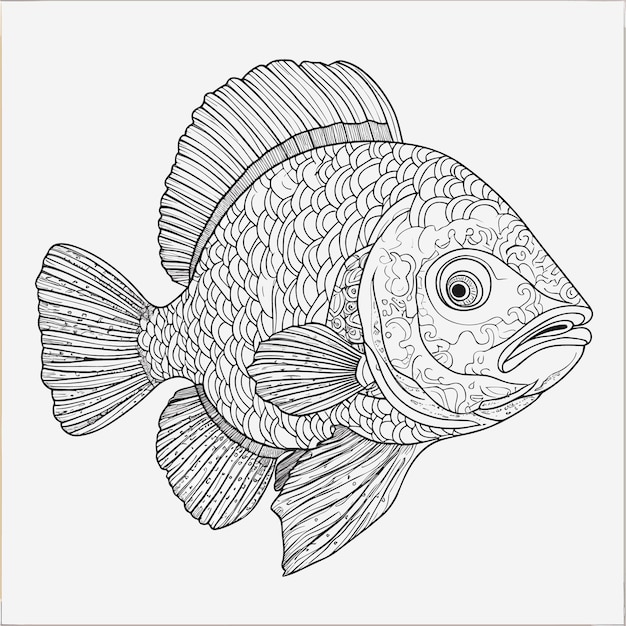 Premium vector a drawing of a fish with a fish face and a fish face