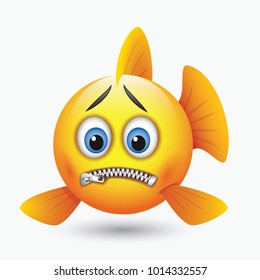 Cute crying fish emoticon emoji smiley stock vector royalty free