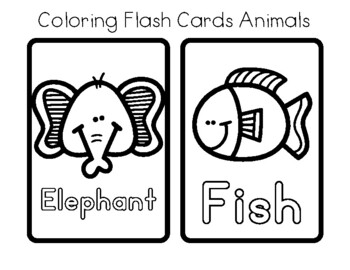 Animal printable coloring flashcards by learning legado tpt
