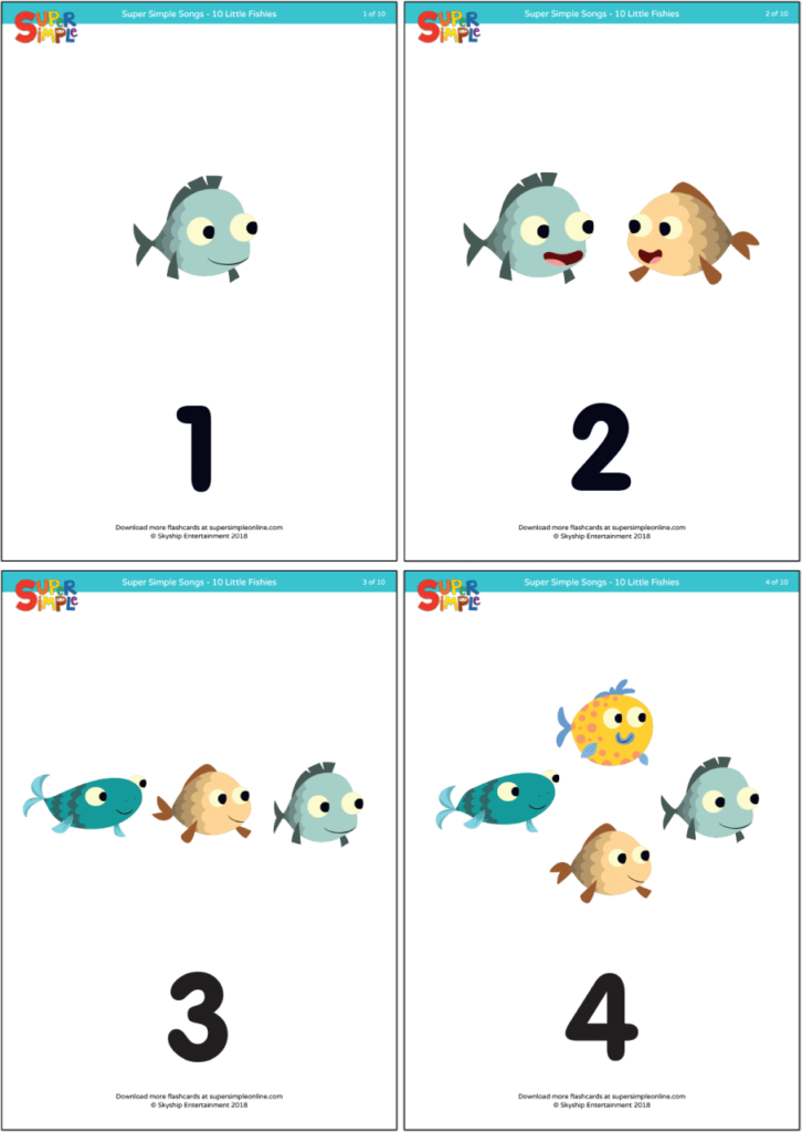 Little fishies counting flashcards