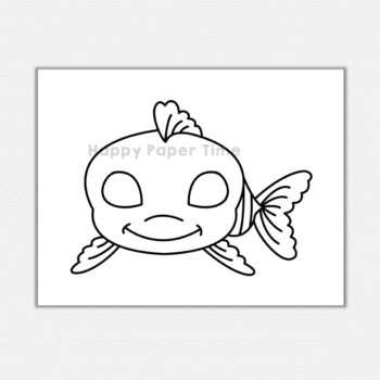 Fish paper mask printable ocean sea animal coloring craft activity costume