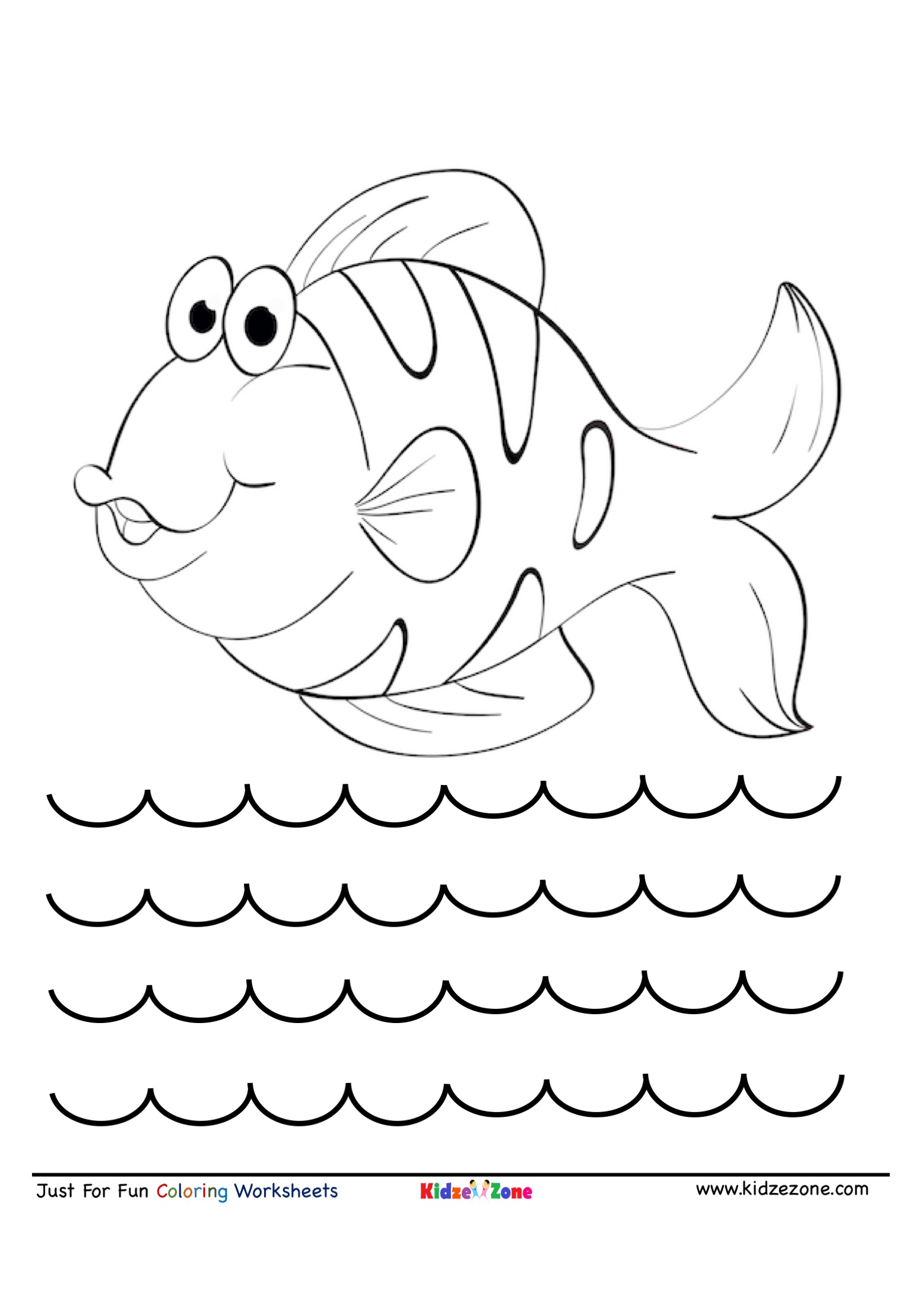 Smiling fish cartoon coloring page