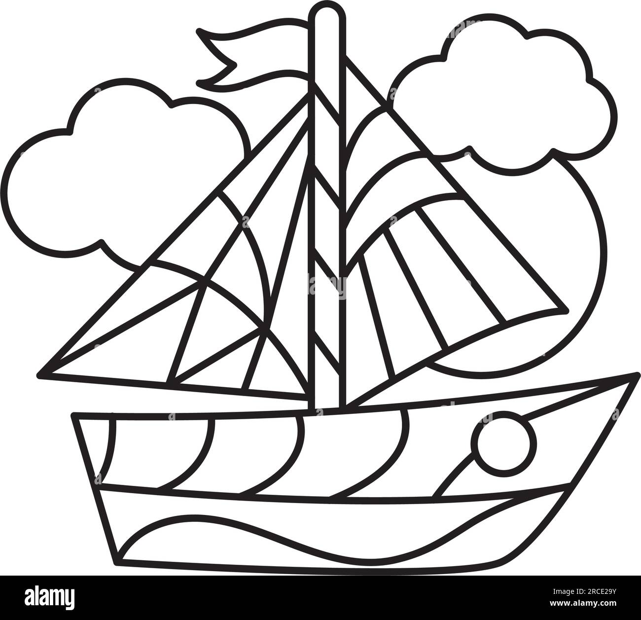 Fishing boat coloring page contour vector illustration for kids coloring book isolated on white background stock vector image art
