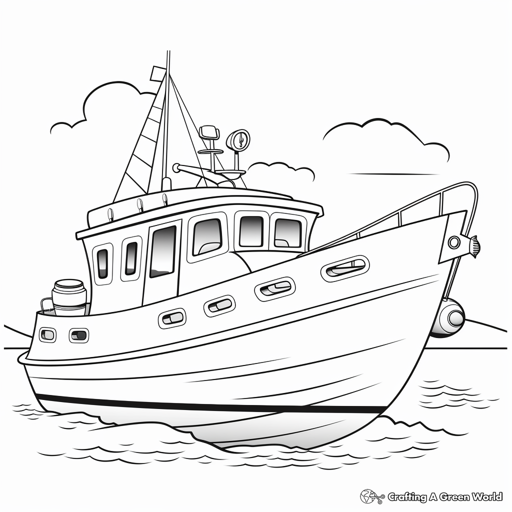 Fishing boat coloring pages