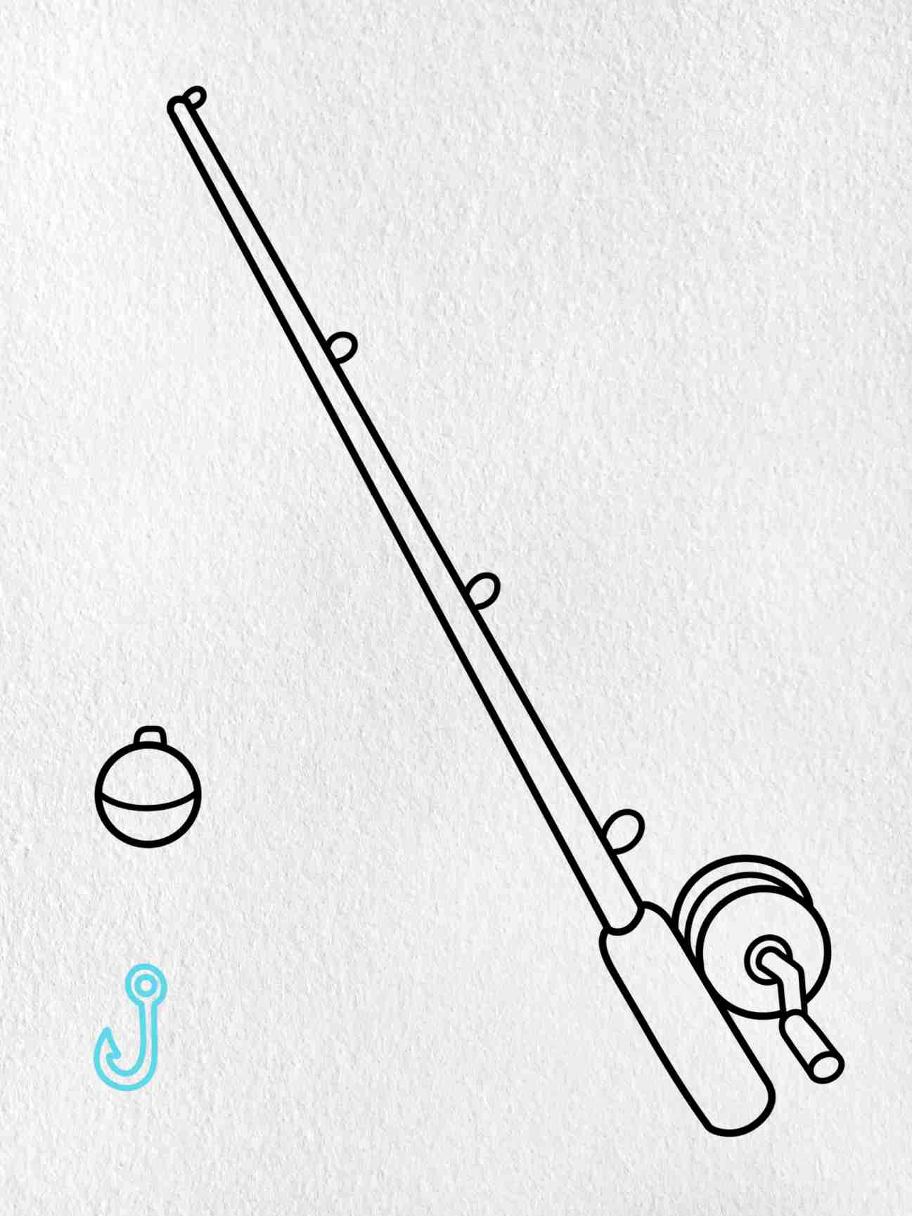 How to draw a fishing pole