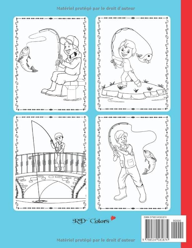 Fishing coloring book for kids ages