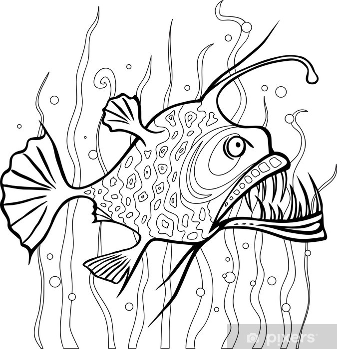 Sticker anglerfish coloring page