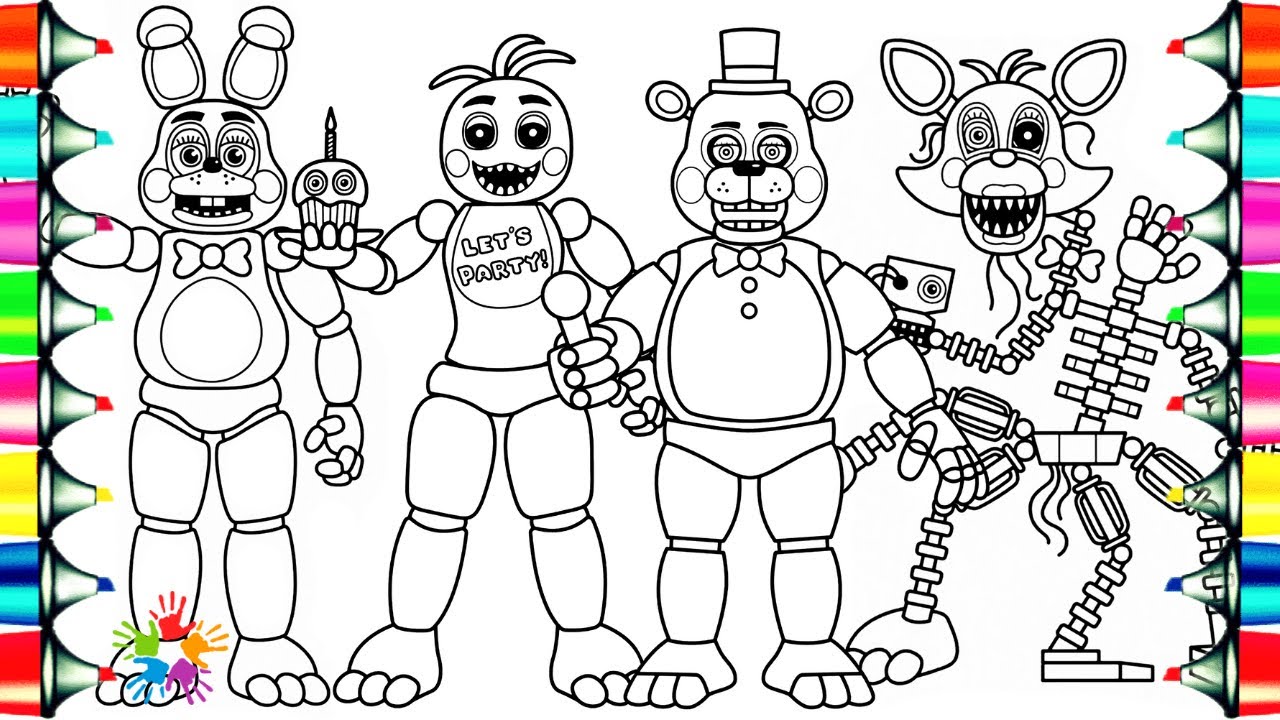 Five nights at freddys new coloring pages how to color fnaf toy animatronics ncs music