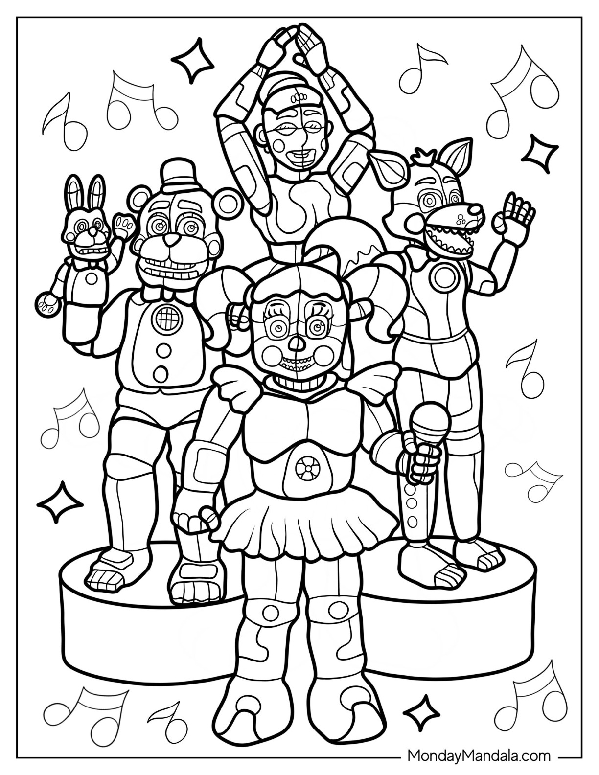 Five nights at freddies coloring pages free pdf printables