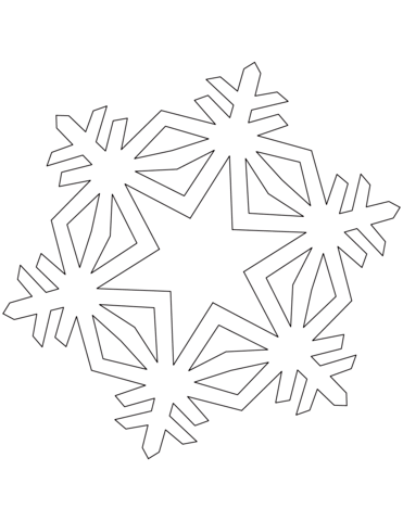 Simple crystal snowflake coloring page free printable coloring pages