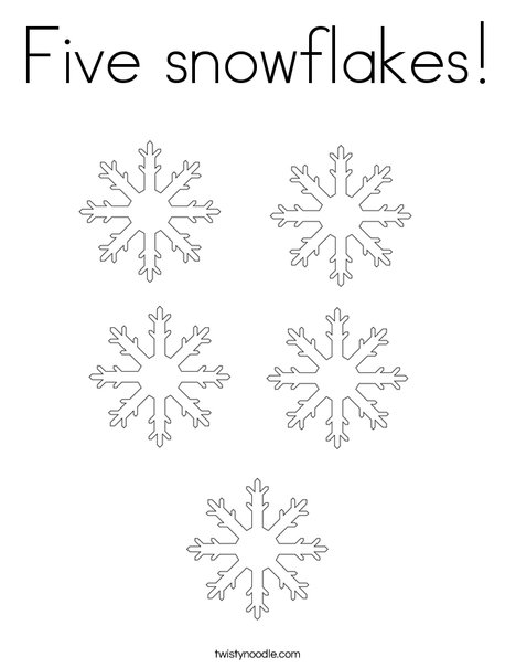 Five snowflakes coloring page
