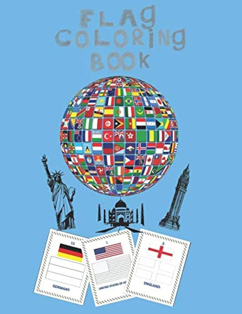 Flag coloring book flag coloring book world flags coloring book technical and identification card for countries for kids a toddler coloring book in color pages no bleed and glossy