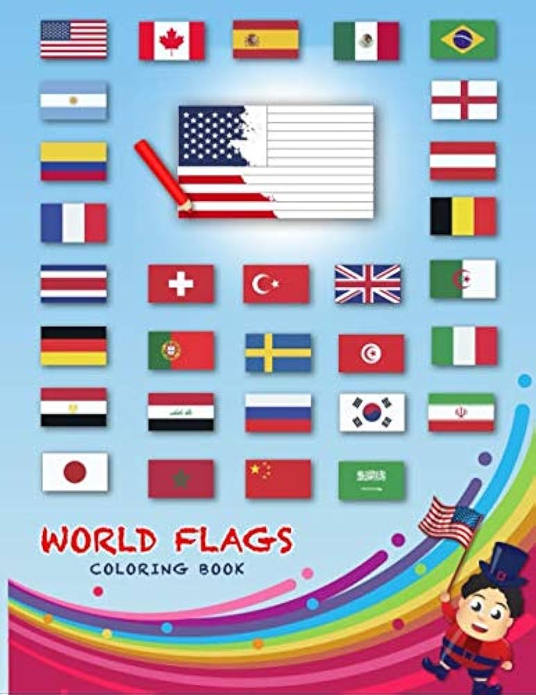 World flags coloring book a great geography gift for kids and adults to have fun flag