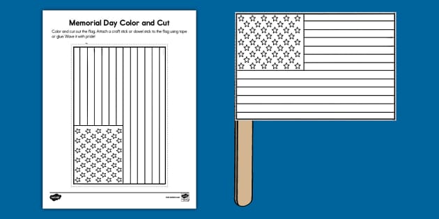Memorial day flag lor and cut craft teacher made
