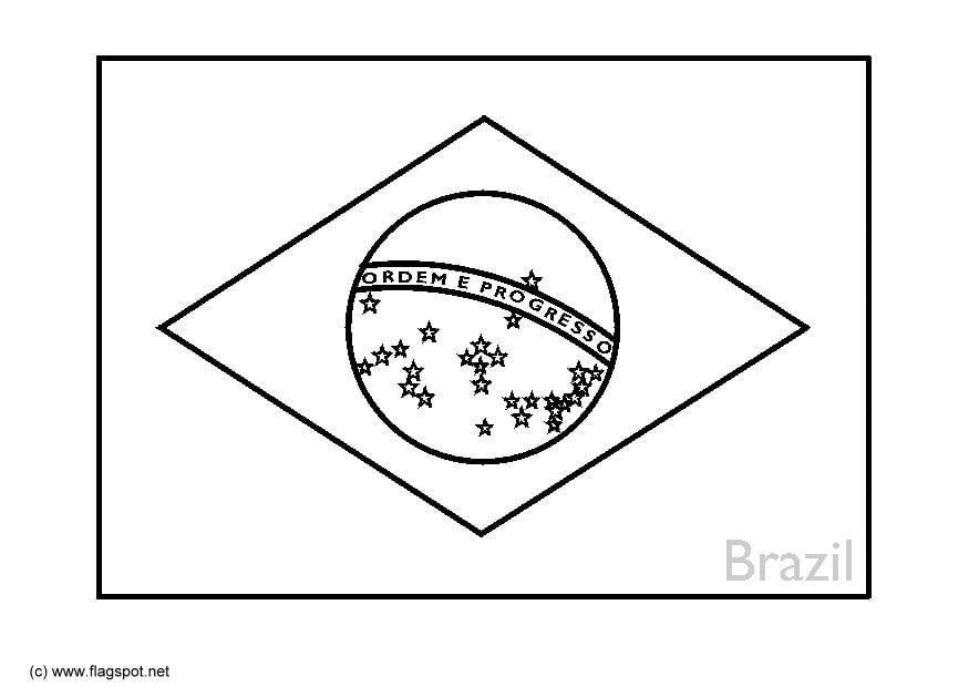 Coloring page flag brazil