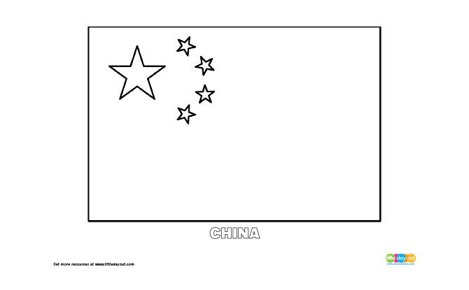 Free china flag colouring page