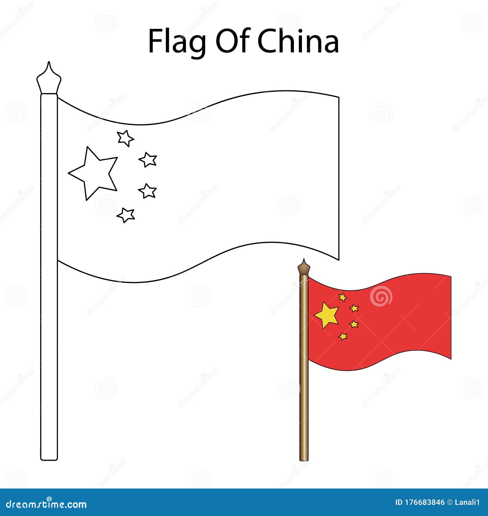 Vector illustration of the national flag of china coloring book for children and adults isolated background stock vector